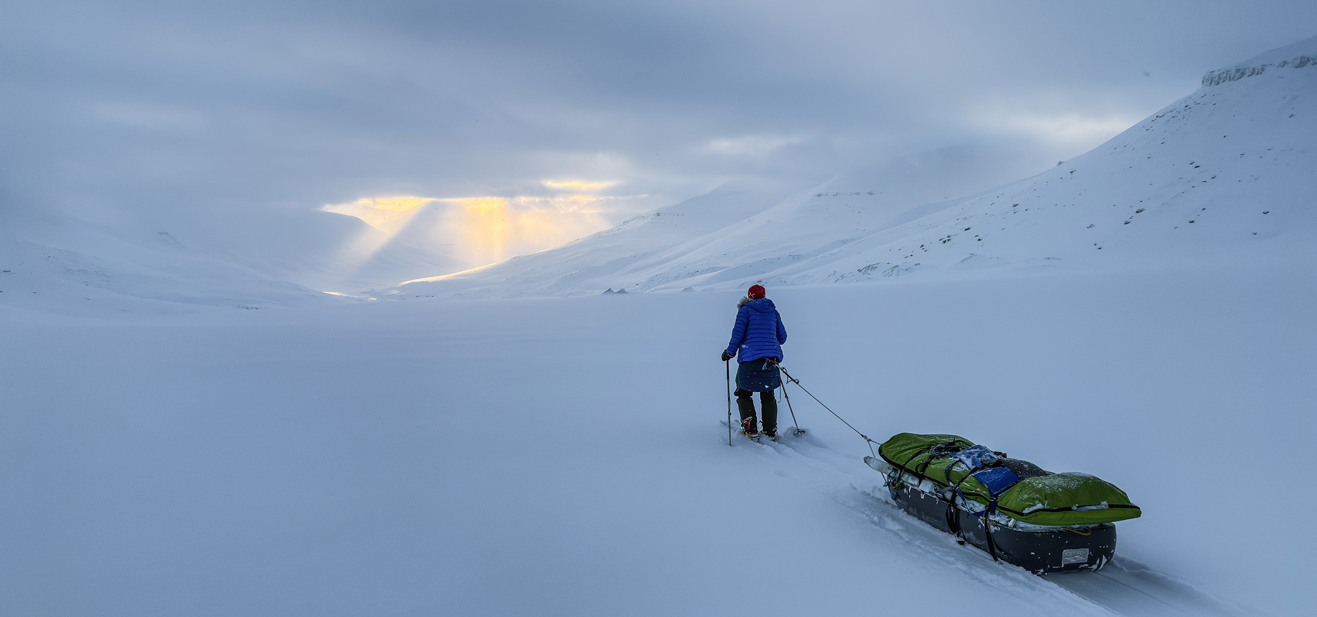 The Svalbard ice under a wide sky
